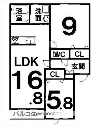 ヴェルデⅡ(2LDK/1階)の間取り写真