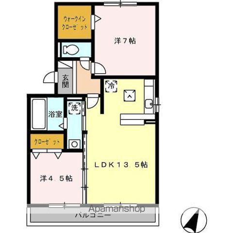 パルトネ-ル伊都B棟(2LDK/1階)の間取り写真