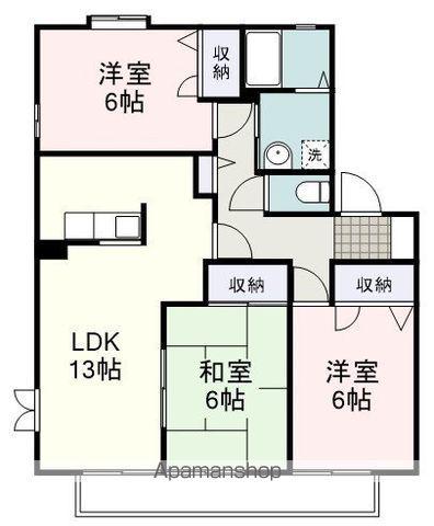サイレントガーデン B(3LDK/1階)の間取り写真