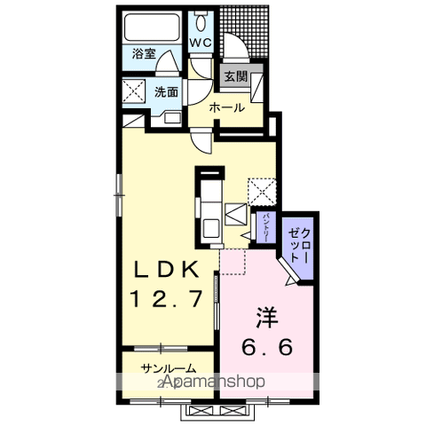フォレ フォートⅠ(1LDK/1階)の間取り写真