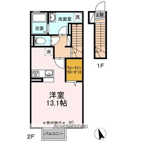 腰浜リバーサイド(ワンルーム/2階)の間取り写真