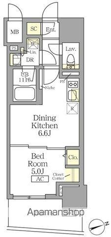 テラス北千住(1DK/10階)の間取り写真