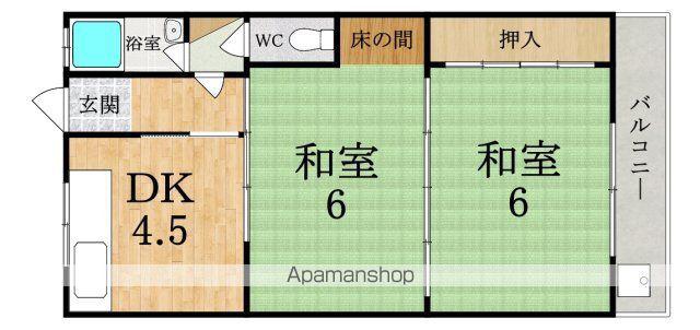 往西アパート(2K/1階)の間取り写真