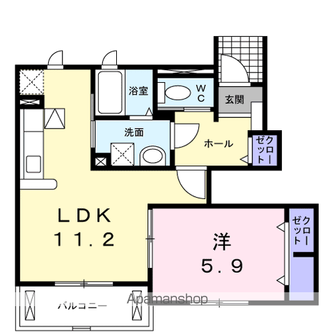 スィート キッス(1LDK/1階)の間取り写真
