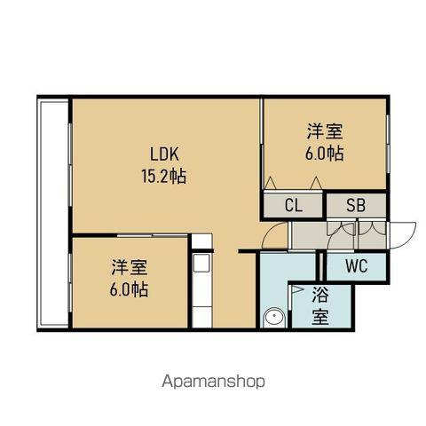 メゾンドロペ(2LDK/7階)の間取り写真