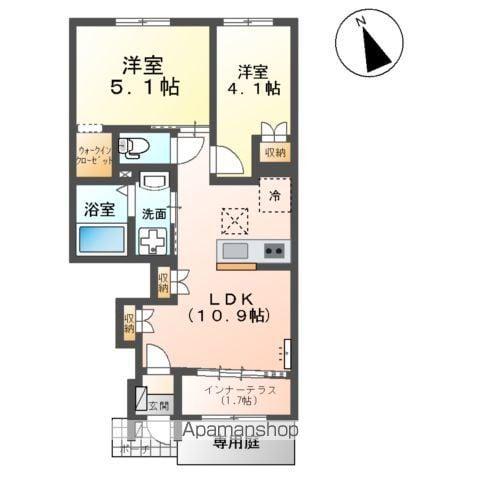 ZEUS茂原Ⅱ(2LDK/1階)の間取り写真