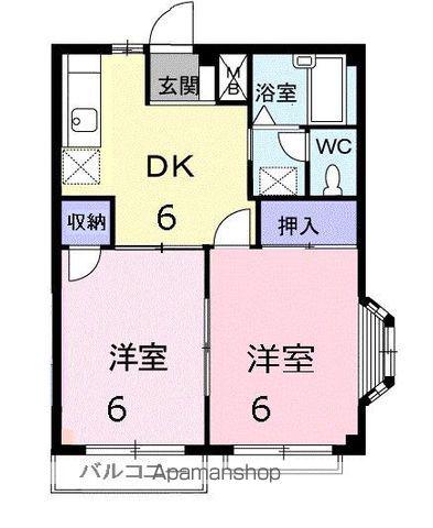 西原エルディム(2DK/2階)の間取り写真
