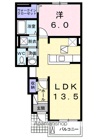 メゾン アンソレイエ Ⅲ(1LDK/1階)の間取り写真