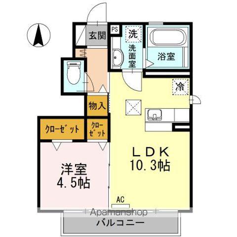 東海道本線 静岡駅 バス乗車時間：19分 静岡大学バス停で下車 徒歩7分 2階建 築11年(1LDK/1階)の間取り写真