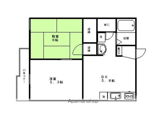 カサベリート(2DK/1階)の間取り写真