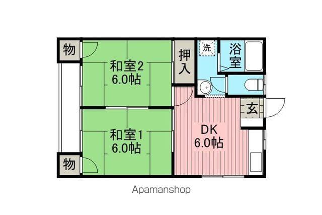 コーポ風見鶏(2DK/2階)の間取り写真