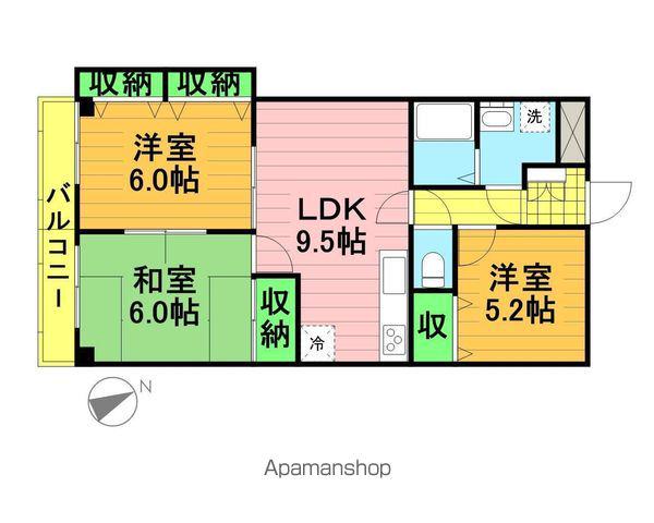 レイヴェルⅡ(3LDK/4階)の間取り写真