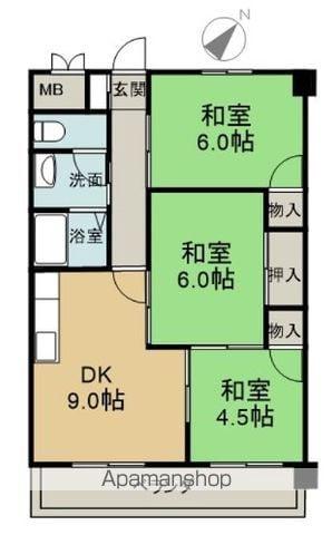 カオルハイム(3DK/5階)の間取り写真