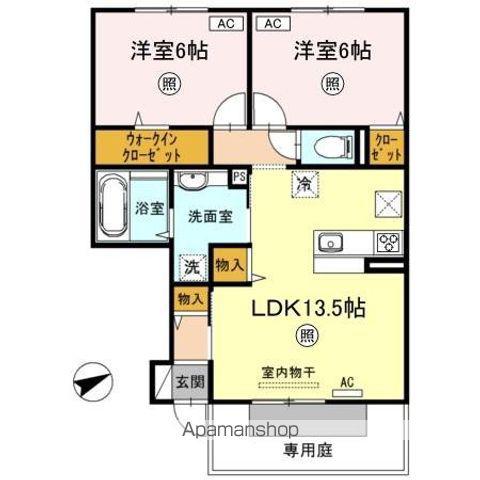 ヴィラ・アムール Ⅱ(2LDK/1階)の間取り写真