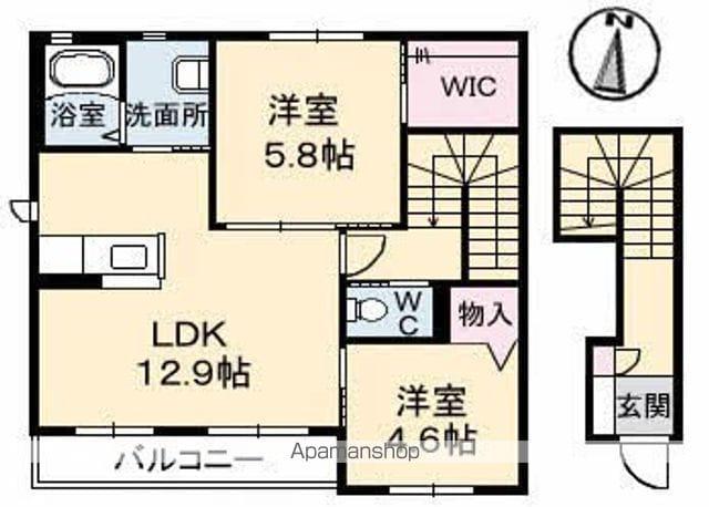 PRIMO AMORE A棟(2LDK/2階)の間取り写真