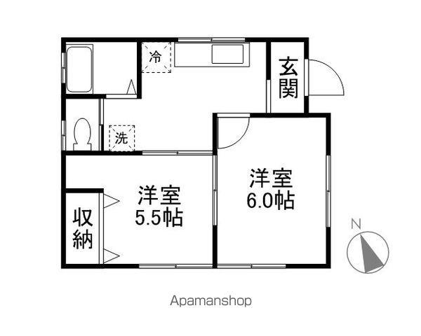 山形県鶴岡市 1階建 築55年(2K)の間取り写真