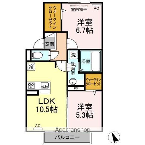 ARIETTA Ⅰ(2LDK/2階)の間取り写真