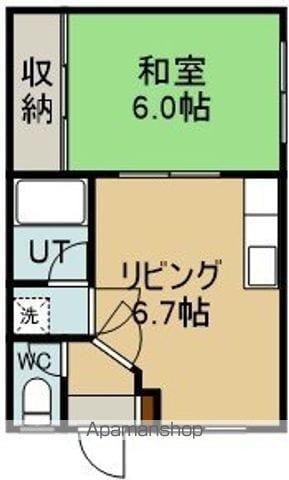 コーポ花園(1DK/2階)の間取り写真