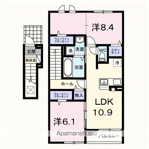 シエル ブリュ(2LDK/2階)の間取り写真