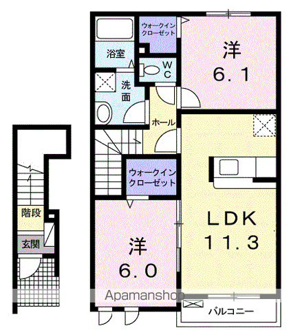 ヒルズタウンⅤ(2LDK/2階)の間取り写真