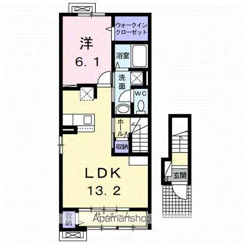 さくら Ⅱ(1LDK/2階)の間取り写真