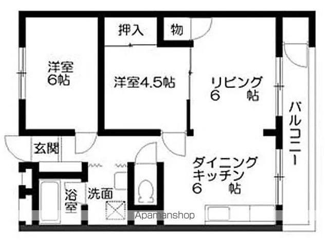 シャトウ福沢2号館(2LDK/3階)の間取り写真