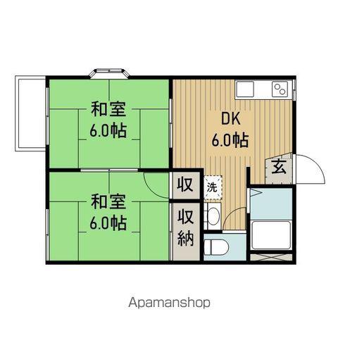 ハイツジョーB(2DK/1階)の間取り写真