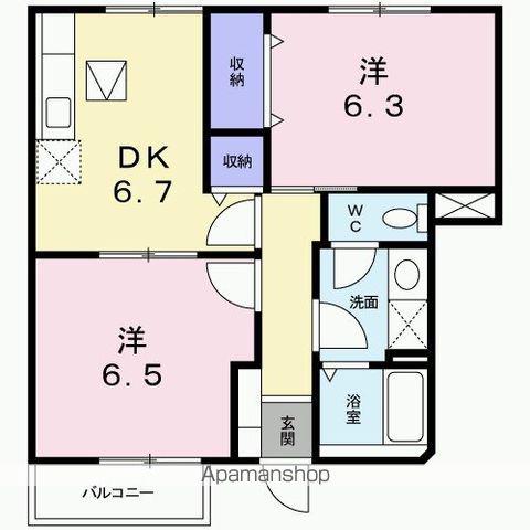 ホワイトリバー B(2DK/1階)の間取り写真