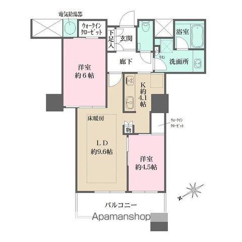 ザ・パークハウス西新宿タワー60(2LDK/45階)の間取り写真