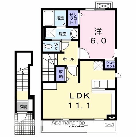 クリンゲル・バオム(1LDK/2階)の間取り写真