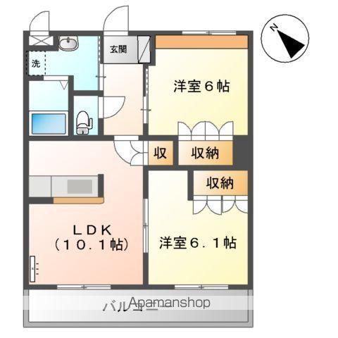 GENTLY麻生田(2LDK/3階)の間取り写真