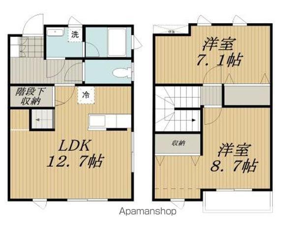 飯田線 大田切駅 徒歩7分 2階建 築17年(2LDK)の間取り写真