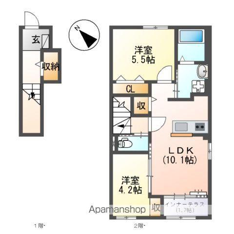 スターテラスひばりが丘(2LDK/2階)の間取り写真