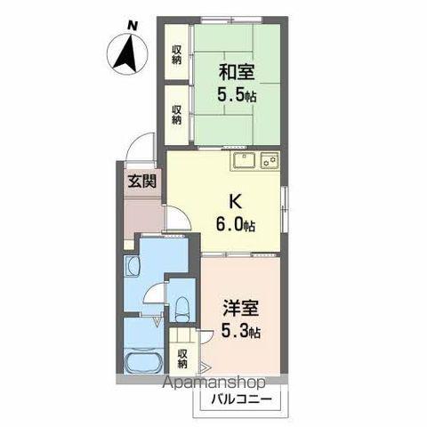 ミラベル・アイ(2DK/2階)の間取り写真