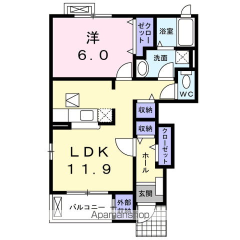 サンリットS・Ⅱ(1LDK/1階)の間取り写真
