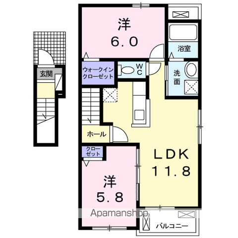 T-エターナル(2LDK/2階)の間取り写真