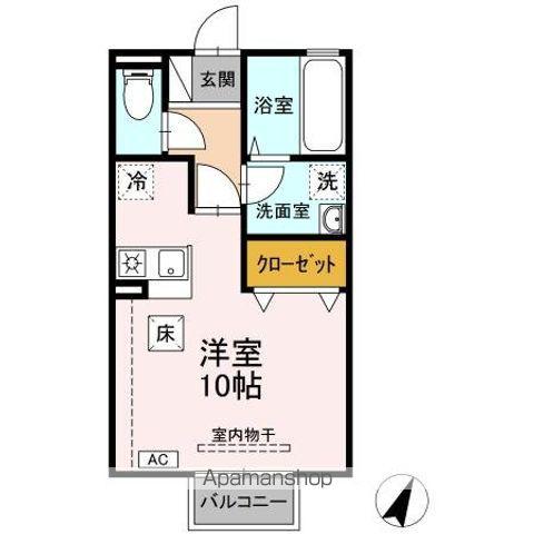 ラ・メール B(ワンルーム/1階)の間取り写真