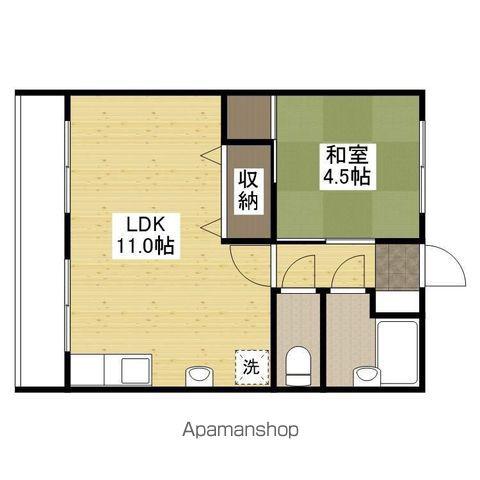 石本ビル(1LDK/4階)の間取り写真