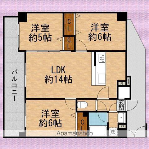 上福岡マンション(3LDK/3階)の間取り写真