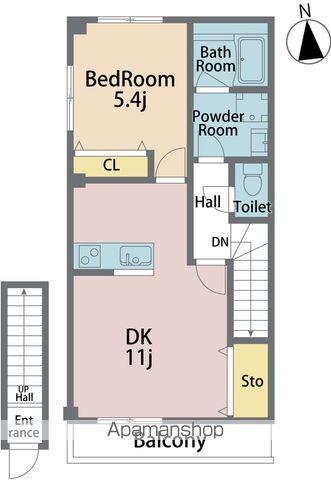 アル・羽ノ浦B(1LDK/2階)の間取り写真
