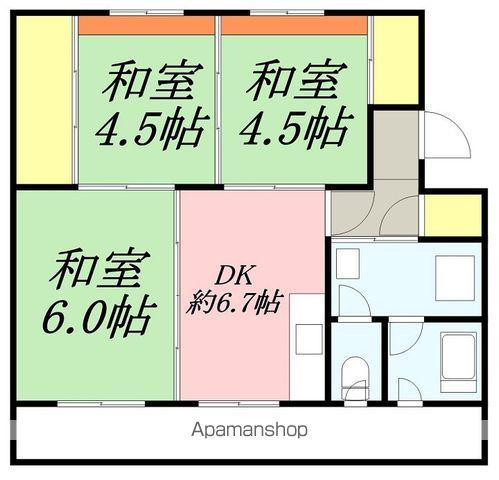 ユートピア川原3号館(3DK/2階)の間取り写真
