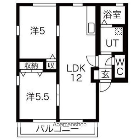 バロンドール東(2LDK/2階)の間取り写真