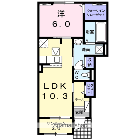 セレッソ(1LDK/1階)の間取り写真