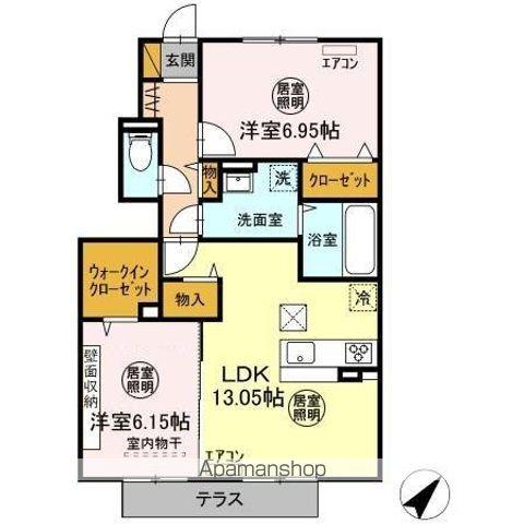 月うさぎ弐(2LDK/1階)の間取り写真