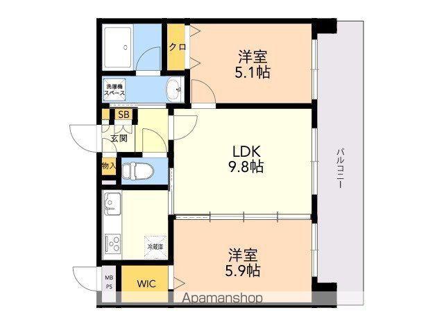 QUINTET MINAMI FUKUOKA(2LDK/6階)の間取り写真