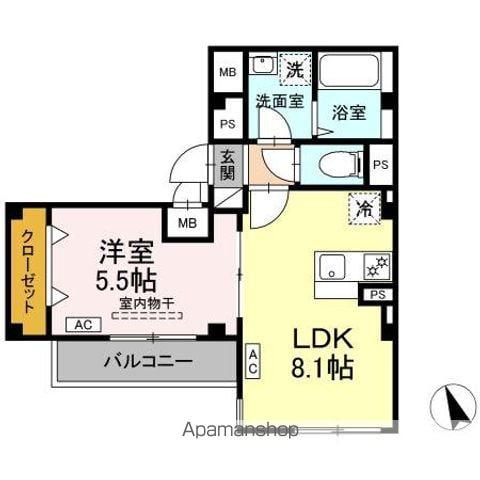 SKEY RESIDENCE塚越(1LDK/3階)の間取り写真