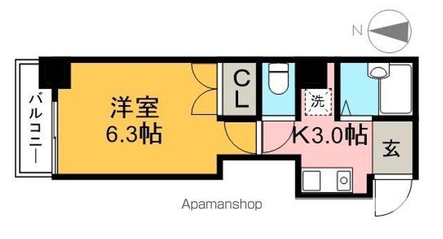 リヴィエラ上町Ⅲ(1K/2階)の間取り写真