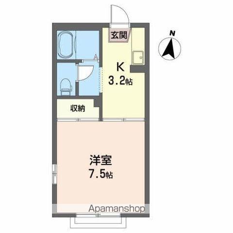 プレステージB(1K/1階)の間取り写真