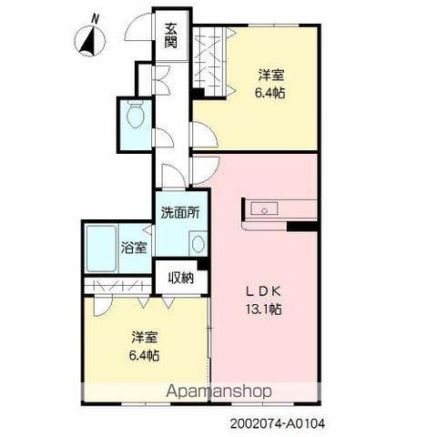MビレッジⅡ A棟(2LDK/1階)の間取り写真