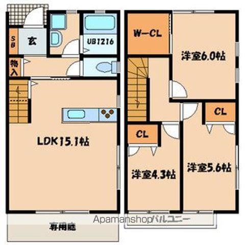 ＴＯＷＮ　ＨＩＬＬＳ　Ｂ(3LDK)の間取り写真
